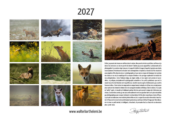 Calendrier "Renard roux" 2027